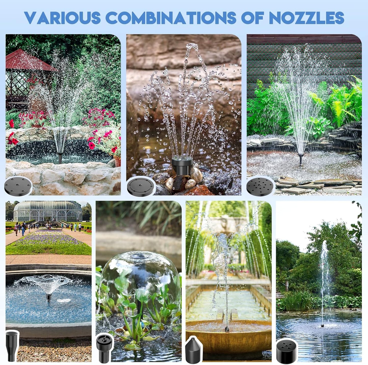 Antfraer 25W Solar Fountain Pump, Solar Pond Pump 410GPH+ Adjustable Flow, Solar Fountain with 6.6FT Tubing for Garden,Ponds,Fountains,Waterfalls