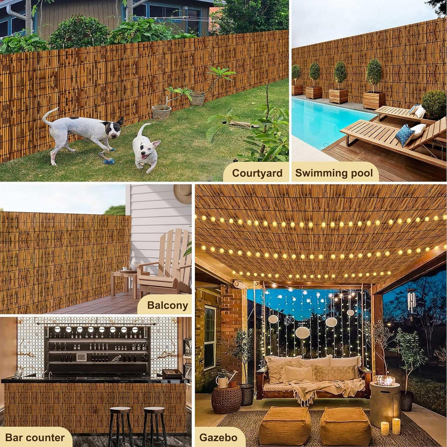 Natural Reed Fencing,Decorative Bamboo Fence Rolls Handwoven Friendly Sun Shade for Garden,Patio,Balcony Windows 3x10FT