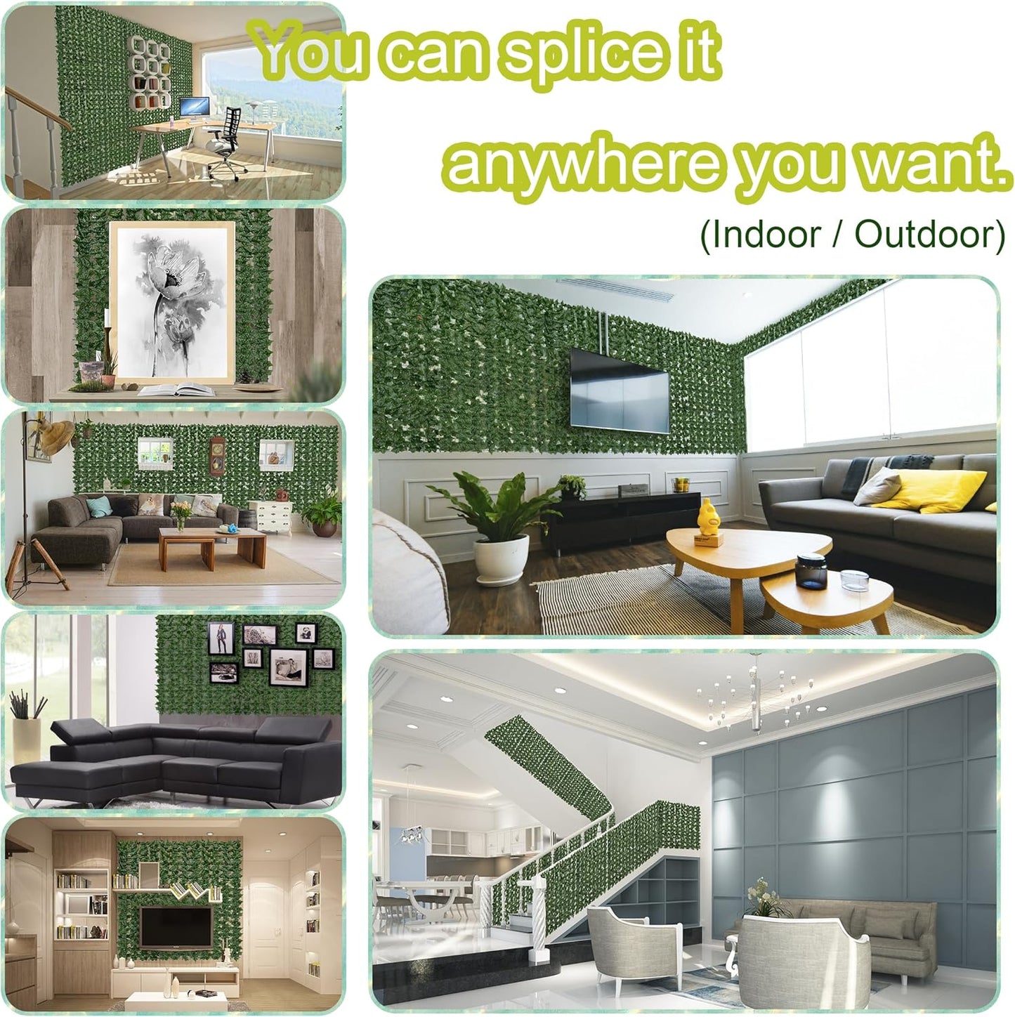 Artificial Ivy Privacy Fence Screen,128" by 60" (53.5 SQFT) UV-Anti Faux Hedge Fence and Fake Ivy Vine Leaf Wall Panels for Indoor&Outdoor Green Backdrop, Garden Greenery Decor