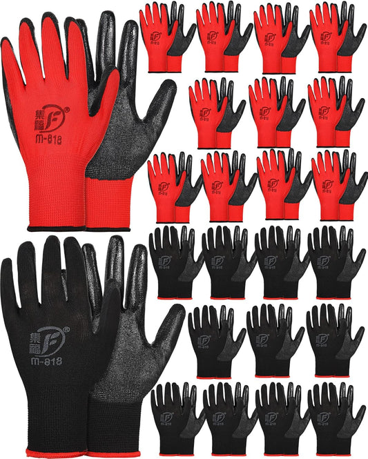 Nuogo 24 Pairs Gardening Gloves for Men Women Rubber Coated Landscaping Work Gloves Safety Work Construction
