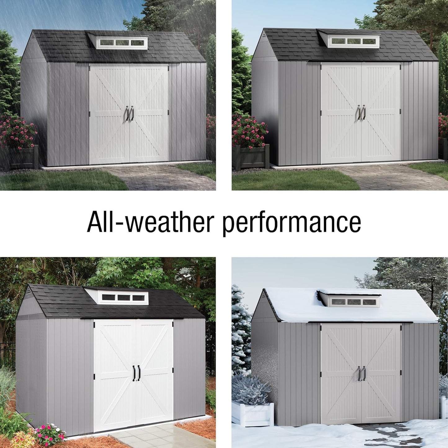 Rubbermaid Extra Large Resin Outdoor Storage Shed With Floor (7 x 10 Ft.), Weather Resistant, Brown, Organization for Home/Lawn Mower/Backyard Equipment/Bike Storage/Pool Supplies