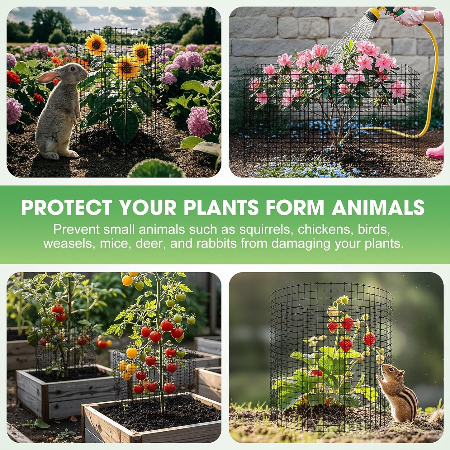 60PCS Plant Protector from Animals, 20 Pack 12'' x 12'' Metal Plant Cages, Heavy Duty Garden Cage to Keep Animals Out, Garden Wire Mesh Protection from Rabbit Chicken Squirrel Tree,Vegetables,Flowers