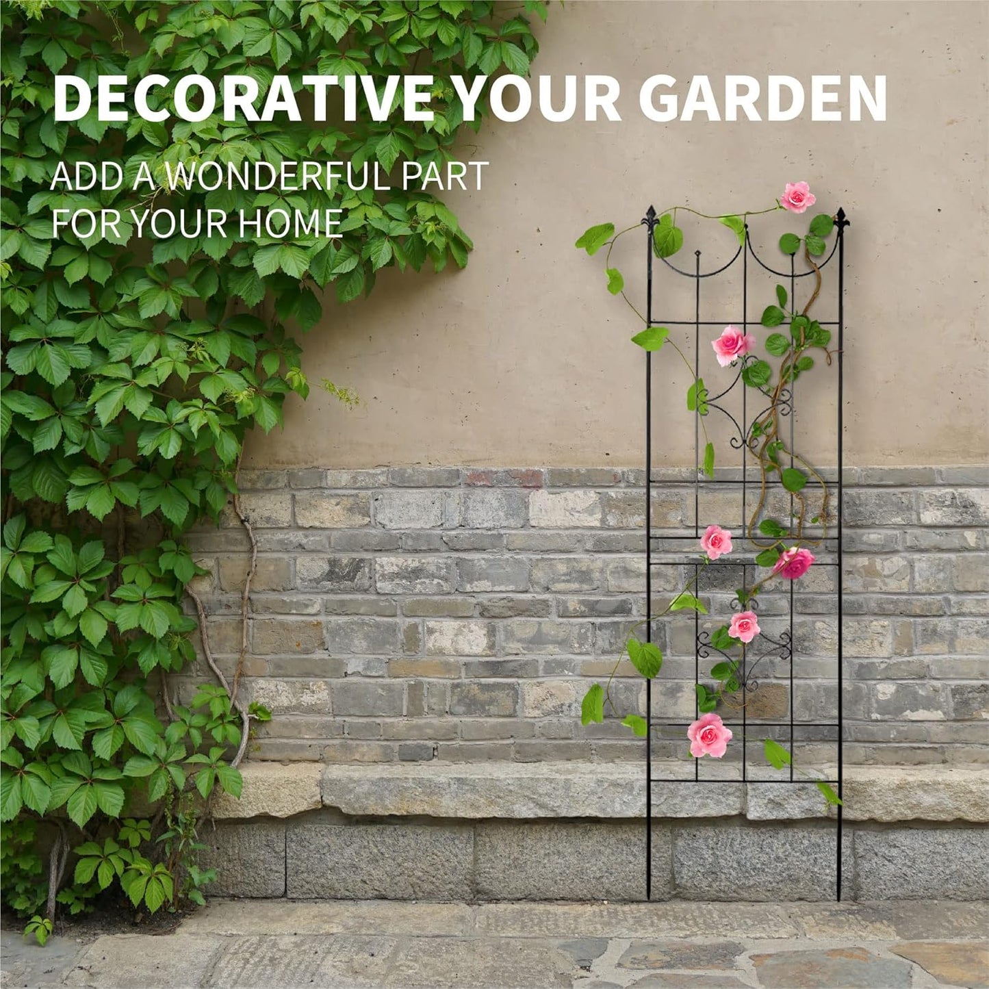 Trellis 70” x 20” for Climbing Plants 6FT Metal Iron Wire Vine Flower Trellises for Outdoor Climbing Plants Support