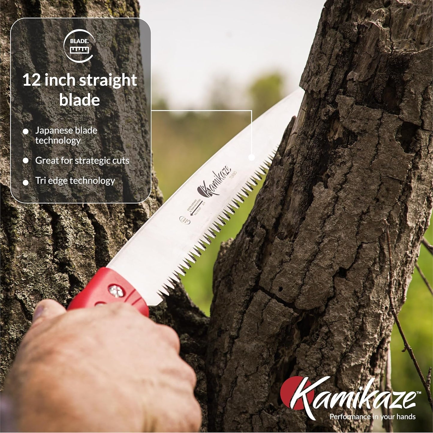 EZ Kut Kamikaze Straight Blade Pruning Saw – 18" Heavy Duty SK5 Carbon Steel – Japanese Pull-Cut Technology – Ergonomic Anti-Fatigue Grip – Tree Trimming Hand Saw with Scabbard