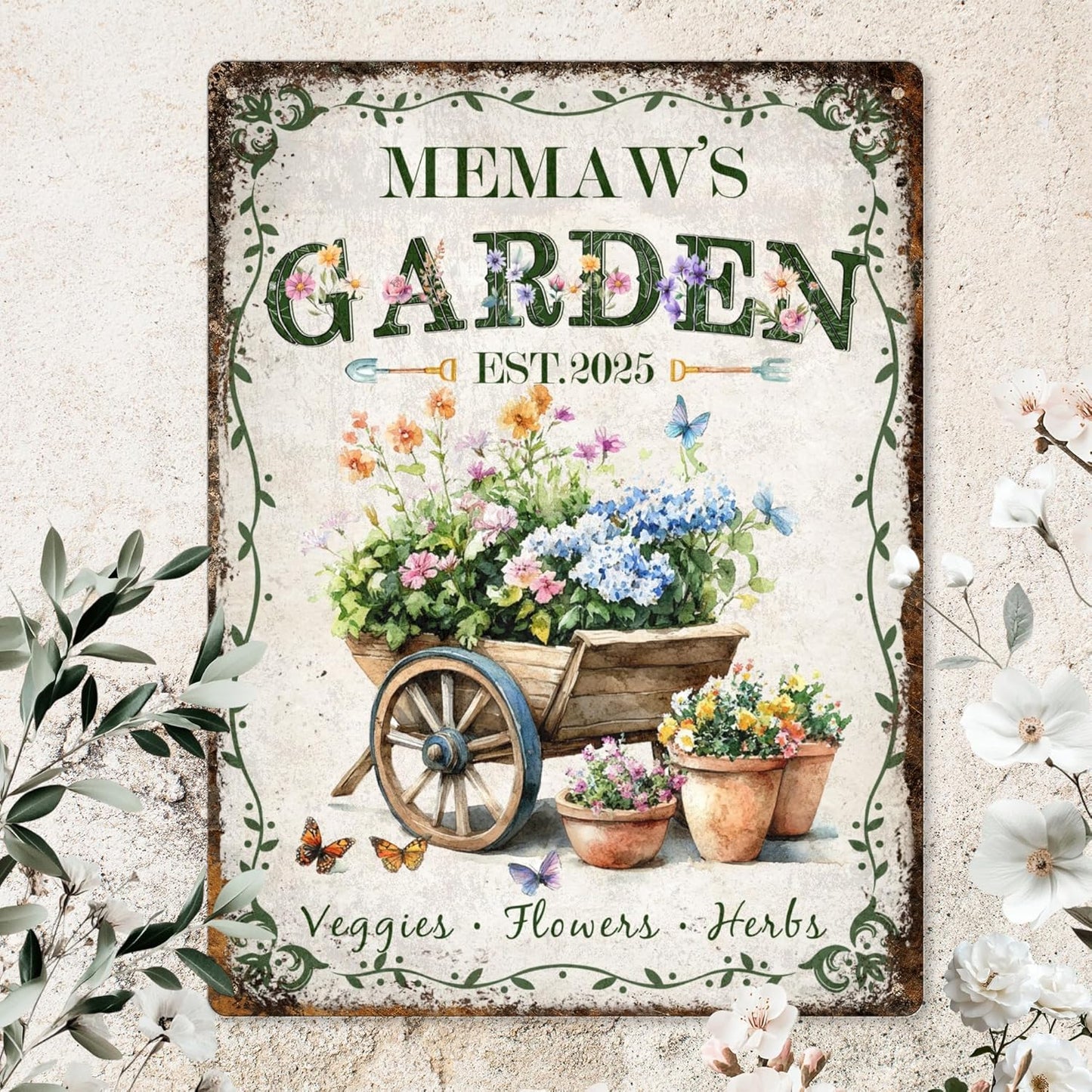 Custom Sign, Personalized Metal Signs, Customize for Office, Business, Workplace, Office, Home, Delivery Signs, Metal Sign With Your Own Image, Text,Photo, Pets, Kids Art Made in USA (Garden 04)