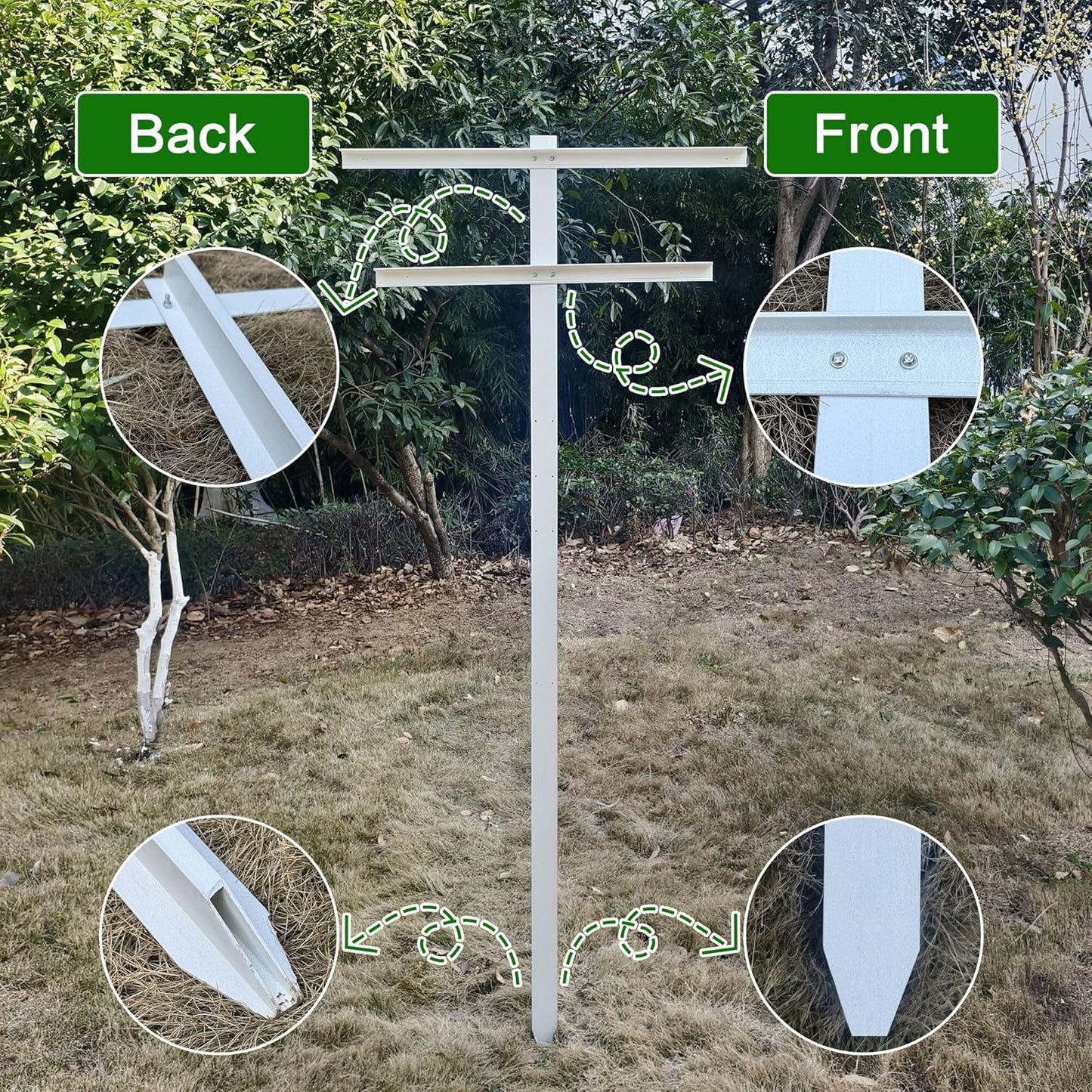 Grape Vine Trellis 7ft Tall 3pcs Set for Raspberry and Grape Plants, Heavy Duty, Easy to Install Vineyard Trellis, Fiberglass Rust-Proof, 3Trellises