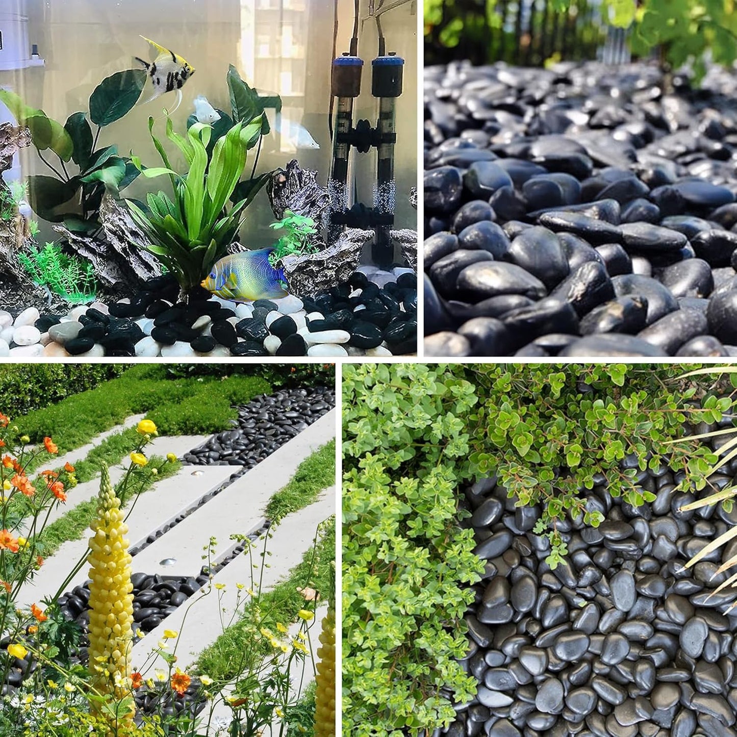 Large River Rocks 20lbs, 2-3 Inch Black Pebbles for Plants, High Polished Natural Decorative Stones for Aquarium Vase Filler Fish Tank Landscaping Garden