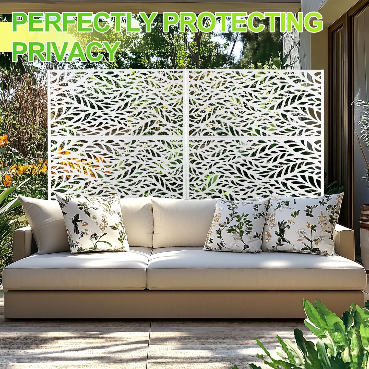 Outdoor Privacy Screen,72" H×47" W Metal Privacy Screen, Freestanding Privacy Fence Panels for Patio