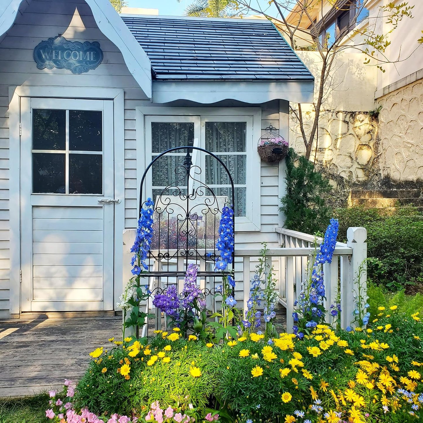 Trellis for Climbing Plants 59" H x 21.6" W Metal Unique Design Decorative Garden Structure Weather-Resistant Trellises Outdoor Decor Flowers Roses Vine Ivy Clematis