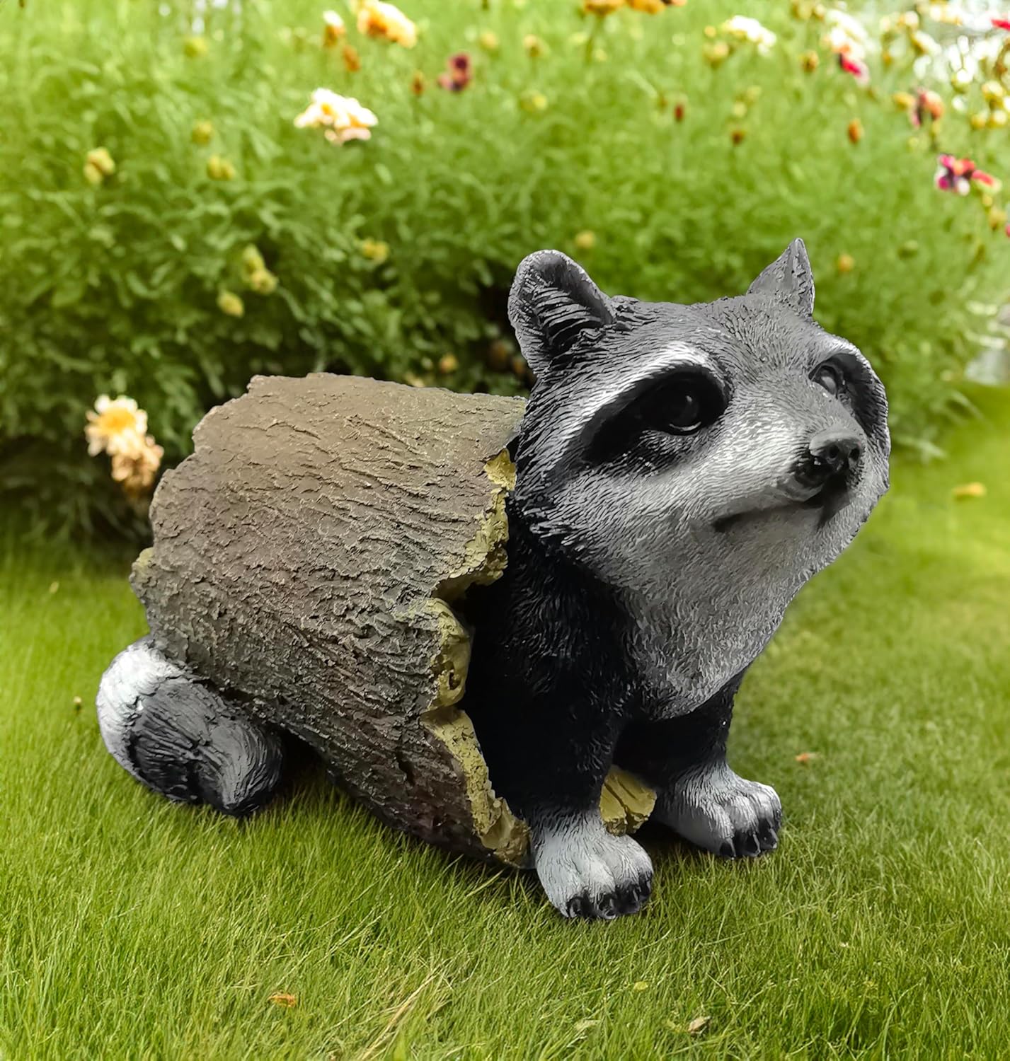 coolboy Outdoor Raccoon Statue Garden Decoration,Cute Raccoon Sculpture Art Interior Office Home Décor,Resin Animal Figurine Art Decoration for Garden Yard Lawn