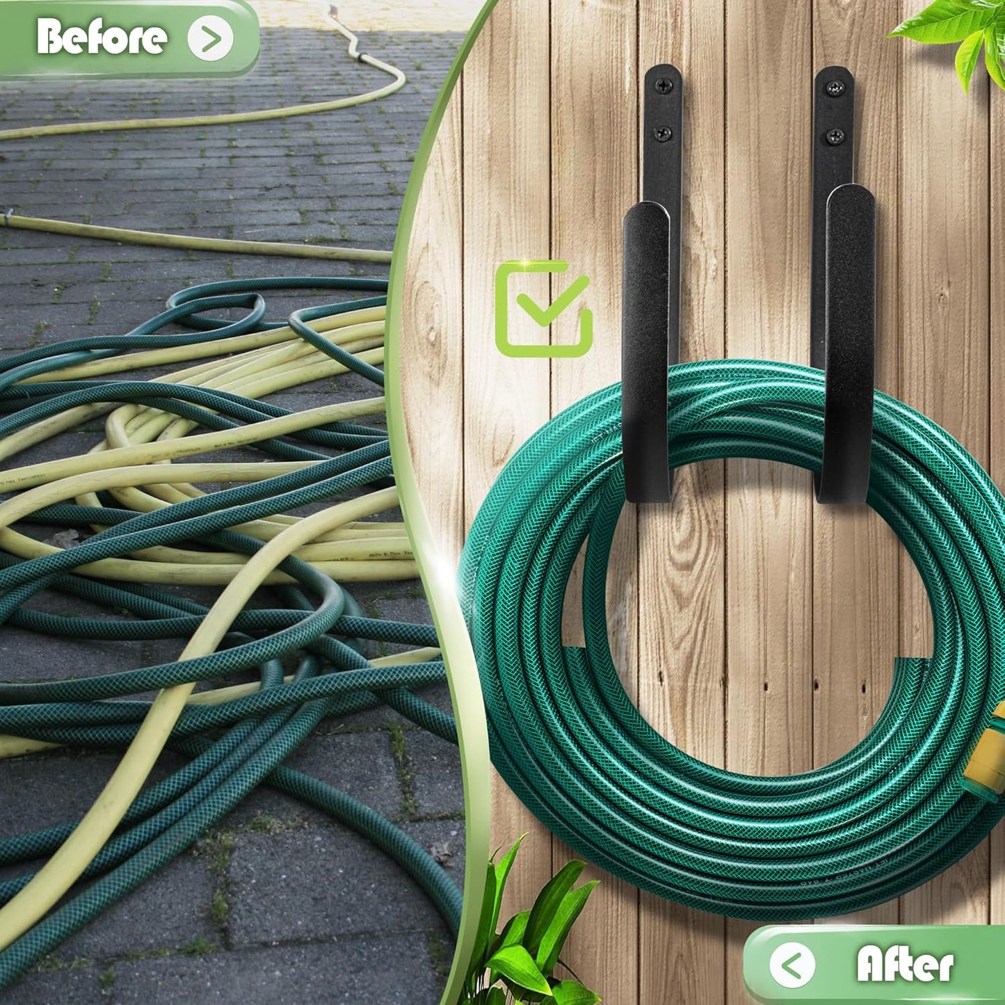 Hose Holders Wall Mount - Heavy-Duty Metal Garden Hose Hanger for Outside - Rust-Proof Hanging Hose Rack Hook Mount for Water Hose (4PCS)