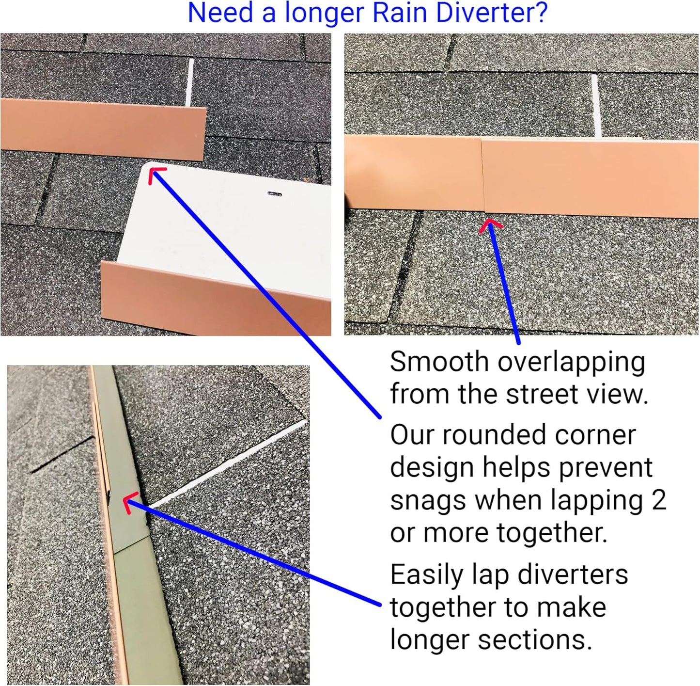 EAGLE 1- Shingle Roof Rain Diverter 40 Inches Long- 26 Gauge Material- Easy to Install- Includes Stainless Steel Nails (4, Brown)