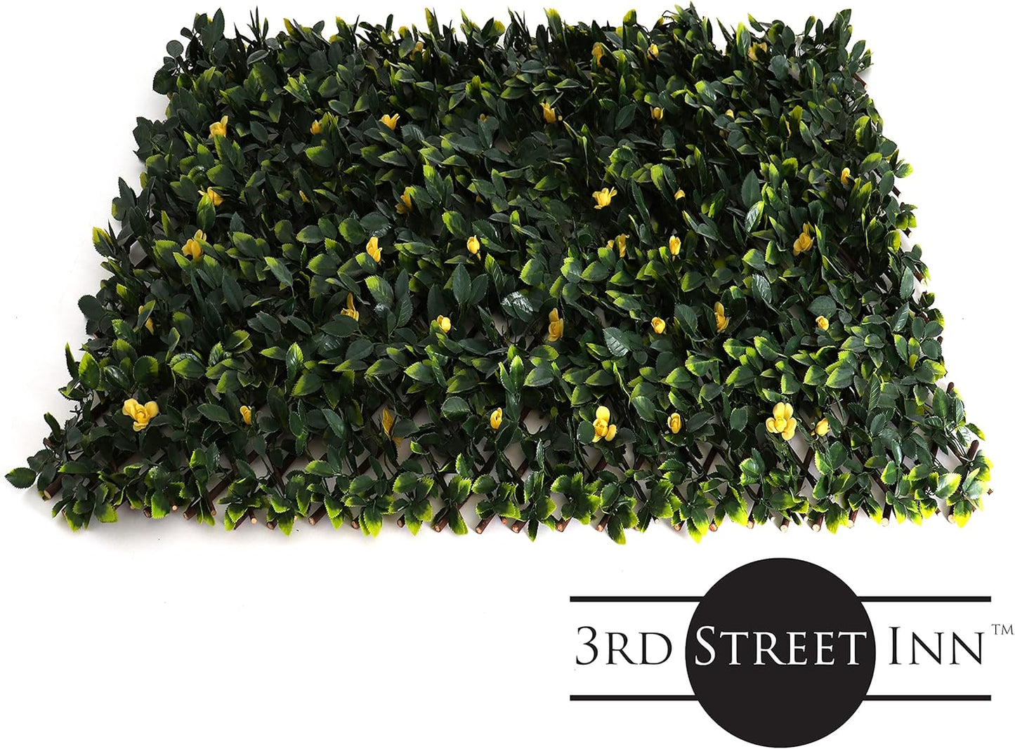 3rd Street Inn™ Leaf Trellis - Bamboo Greenery Panel - Boxwood and Ivy Privacy Fence Substitute - DIY Flexible Fencing (1, Yellow Rose Rattan)