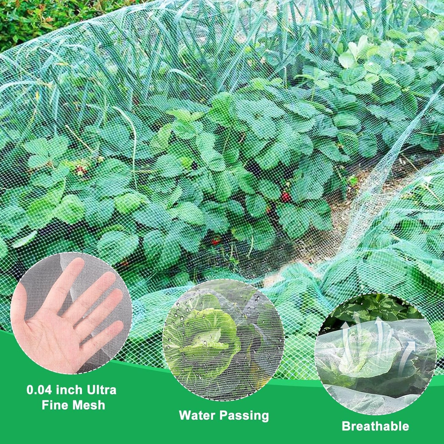 Garden Netting Pest Barrier, 10 X 50FT Insect Netting for Garden Raised Beds, Garden Bug Netting Plant Mesh for Blueberry Bushes, Figs, Plants, Vegetables Protection