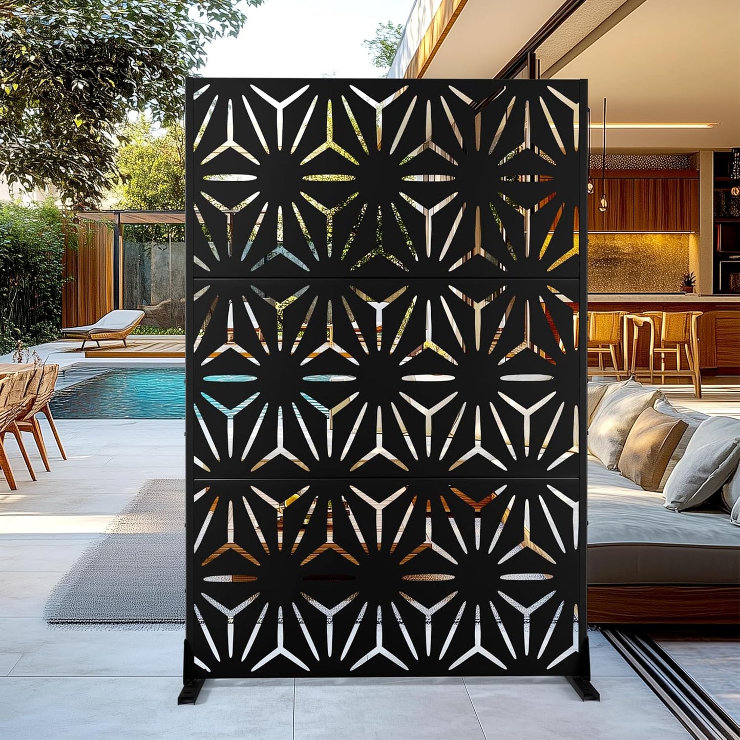 Outdoor Privacy Screen,72" H×47" W Metal Privacy Screen, Freestanding Privacy Fence Panels for Patio