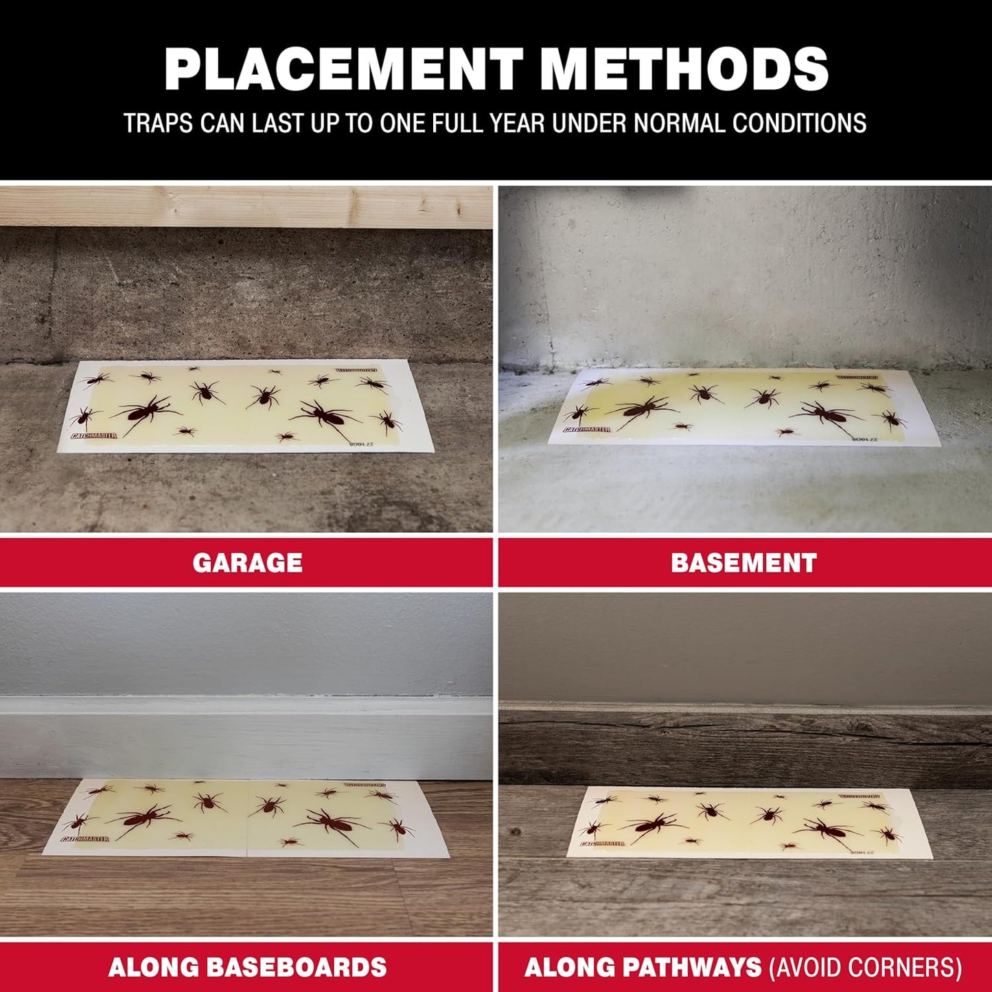 Catchmaster Brown Recluse Spider Giant Glue Boards 6Pk, Adhesive Bug Catcher, Insect, Scorpion, Cricket, Cockroach & Spider Killer for Home, Bulk Glue Boards for House & Garage, Pest Control for Home