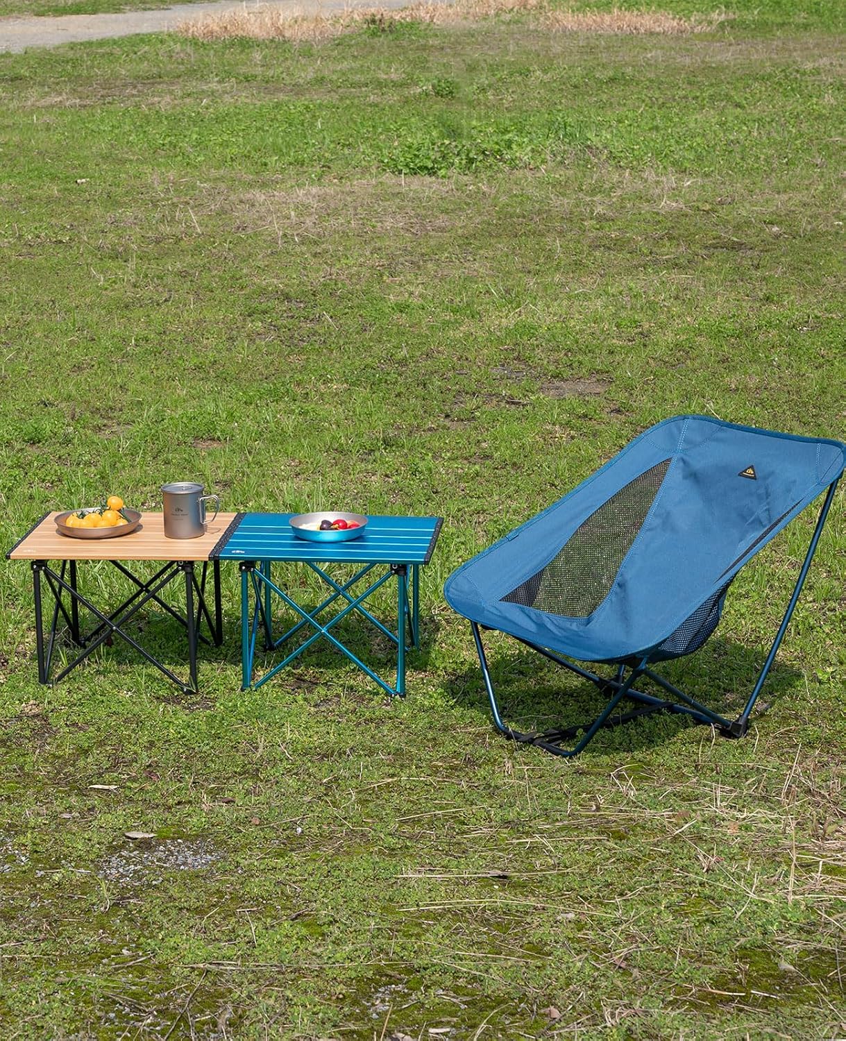 iClimb Ultralight Compact Camping Folding Table with Carry Bag (Reinforced Blue - S)