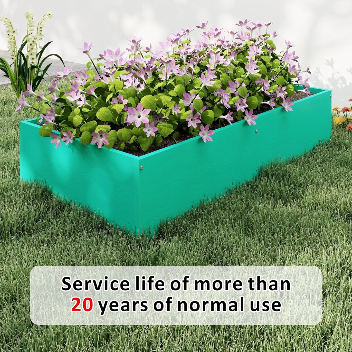 HDPE Raised Garden Bed 47.24 * 24.4 * 9.65 in,Vegetable Planter Bed Outdoor,Elevated Horticulture Planter Bed,Waterproof,Rot-Resistant and Non-Cracking Above Ground Garden Bed(Aruba Blue)