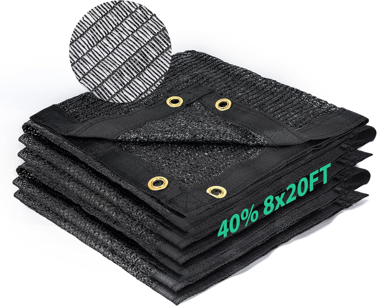 Kesfitt Garden 40% Shade Cloth, Resistant Sun Shade Net 8x20FT Mesh Tarp with HDPE Material and Reinforced Grommets Shade Trap for Greenhouse, Plant, Pergola, and Backyard Patio Sunshade