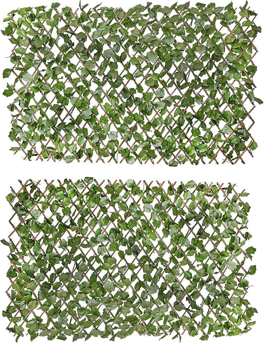 Verseo Artificial Ivy Privacy Fencing System, Faux Ivy Vine & Willow Branch Lattice, Adjustable Ivy Wall Privacy Screen, Expandable Horizontal or Vertical up to 96" (Set of 2, for 192" of Coverage)