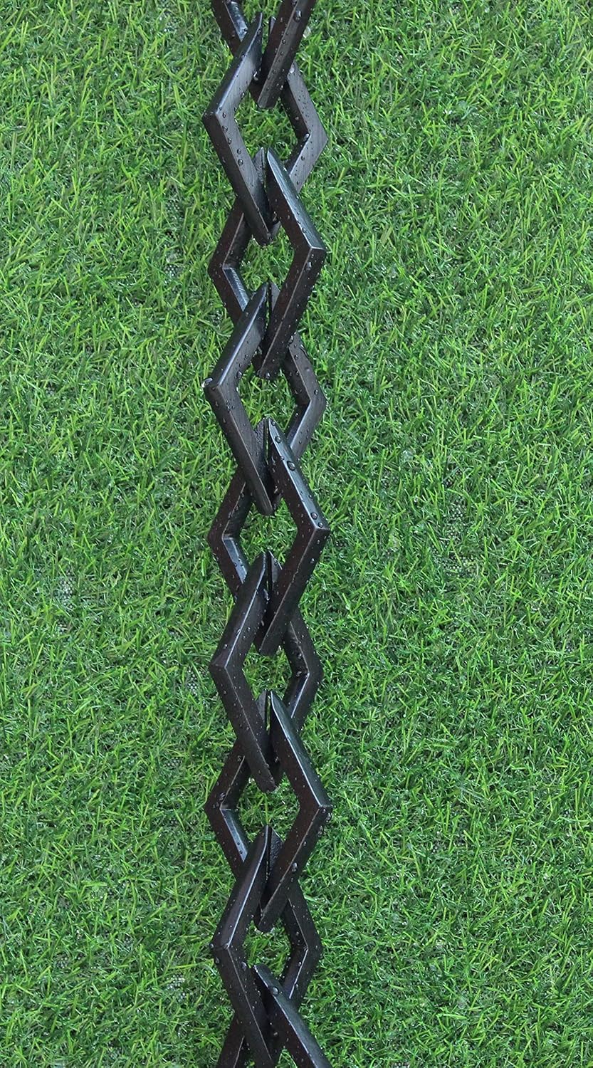 KAM Home Diamond Links Rain Chain with Installation Kit (Black, 9)