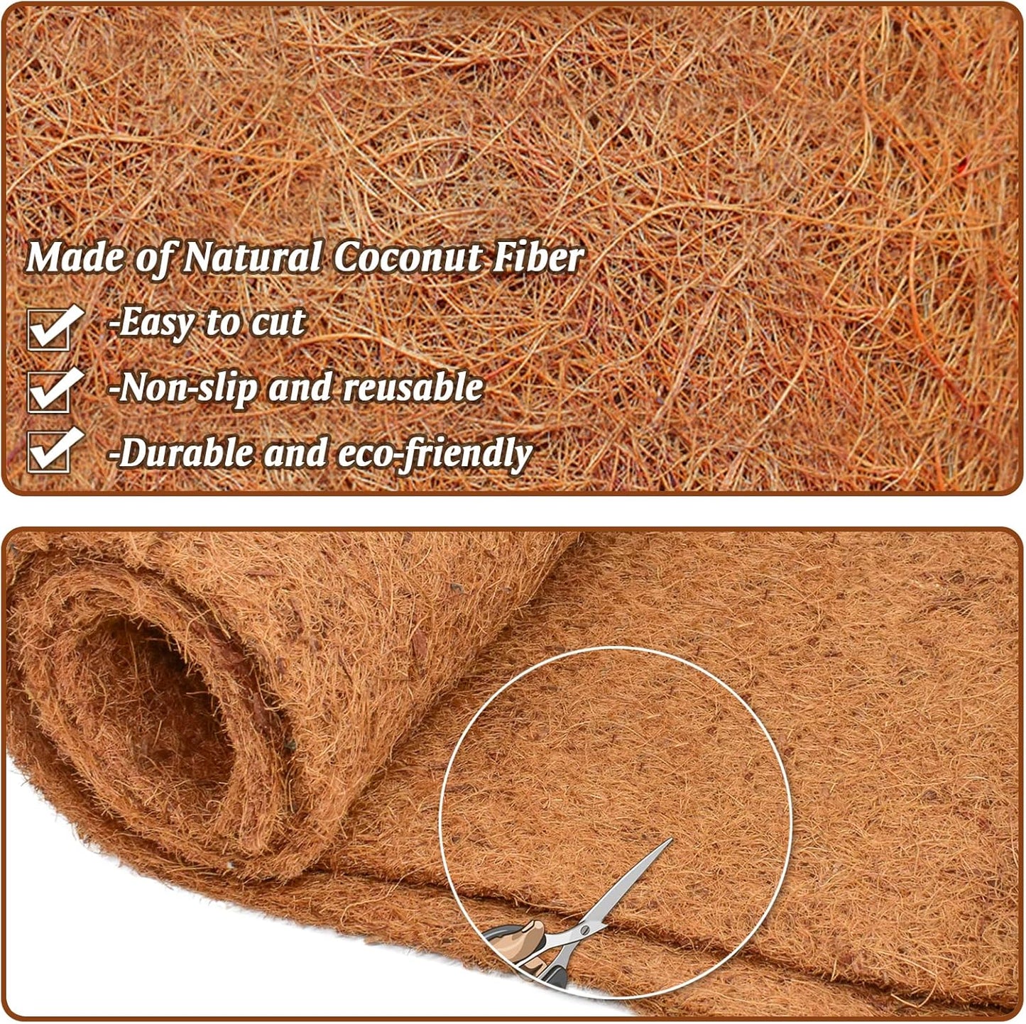 ZeeDix 2 Pack 16 x 80 x 0.28inches Thickened No-Slip Ice and Snow Carpet Mats- Natural Coconut Fiber Carpet for Garden, Front Door, Stairs, Porch Outdoor Safer Walking