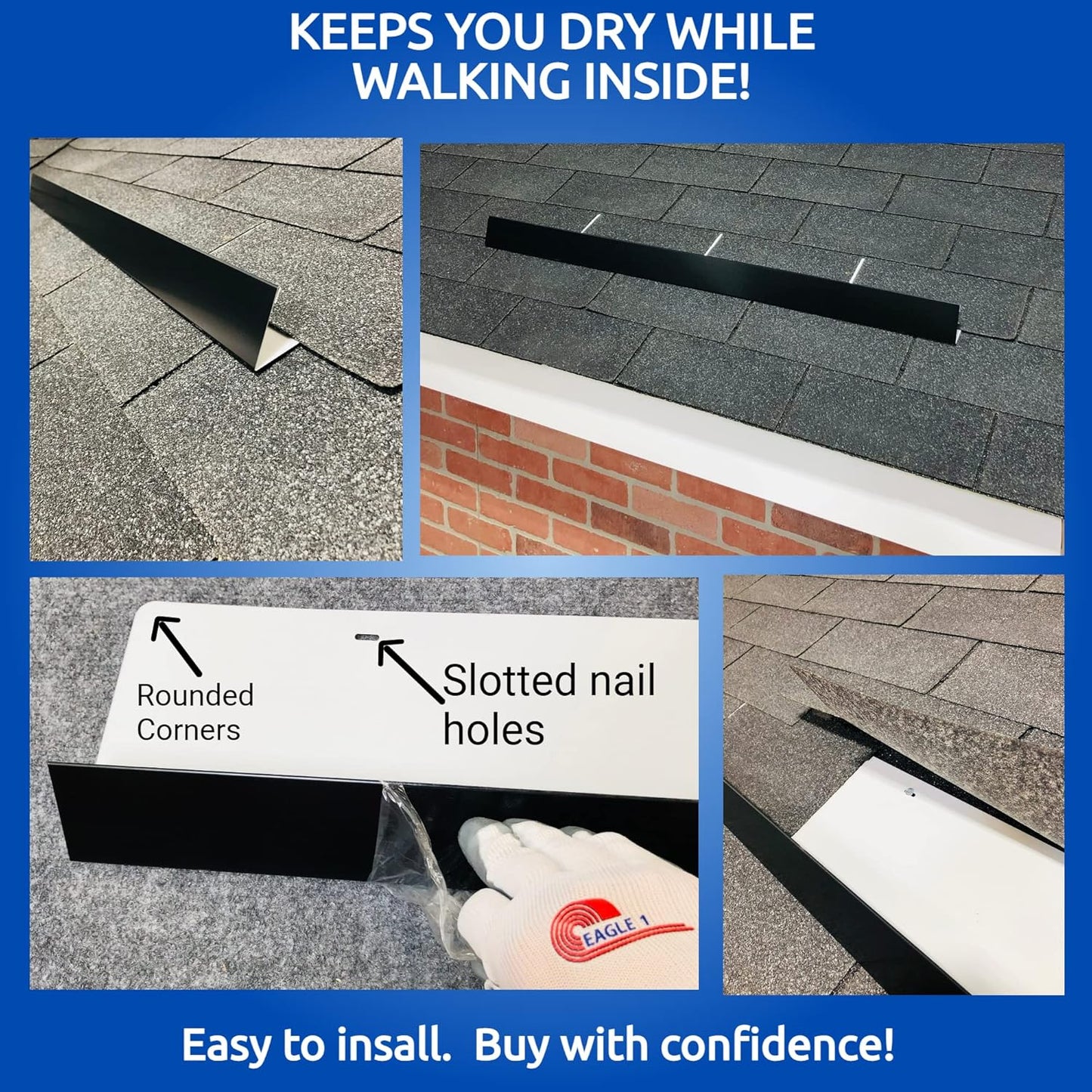 Eagle 1-26 Gauge 5 Foot Rain Diverter - Nails and Instructions Included (Mill Finish Aluminum, Copper, Galvanized, Stainless Steel & More) (2, Light Grey)