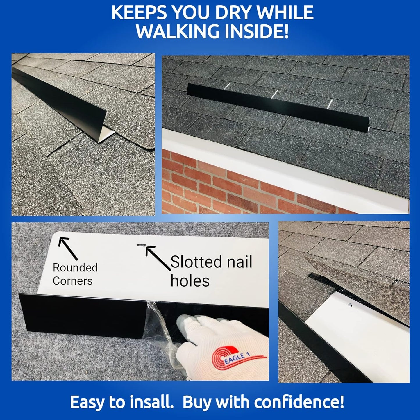 Eagle 1-26 Gauge 5 Foot Rain Diverter - Nails and Instructions Included (Mill Finish Aluminum, Copper, Galvanized, Stainless Steel & More) (2, Bronze)