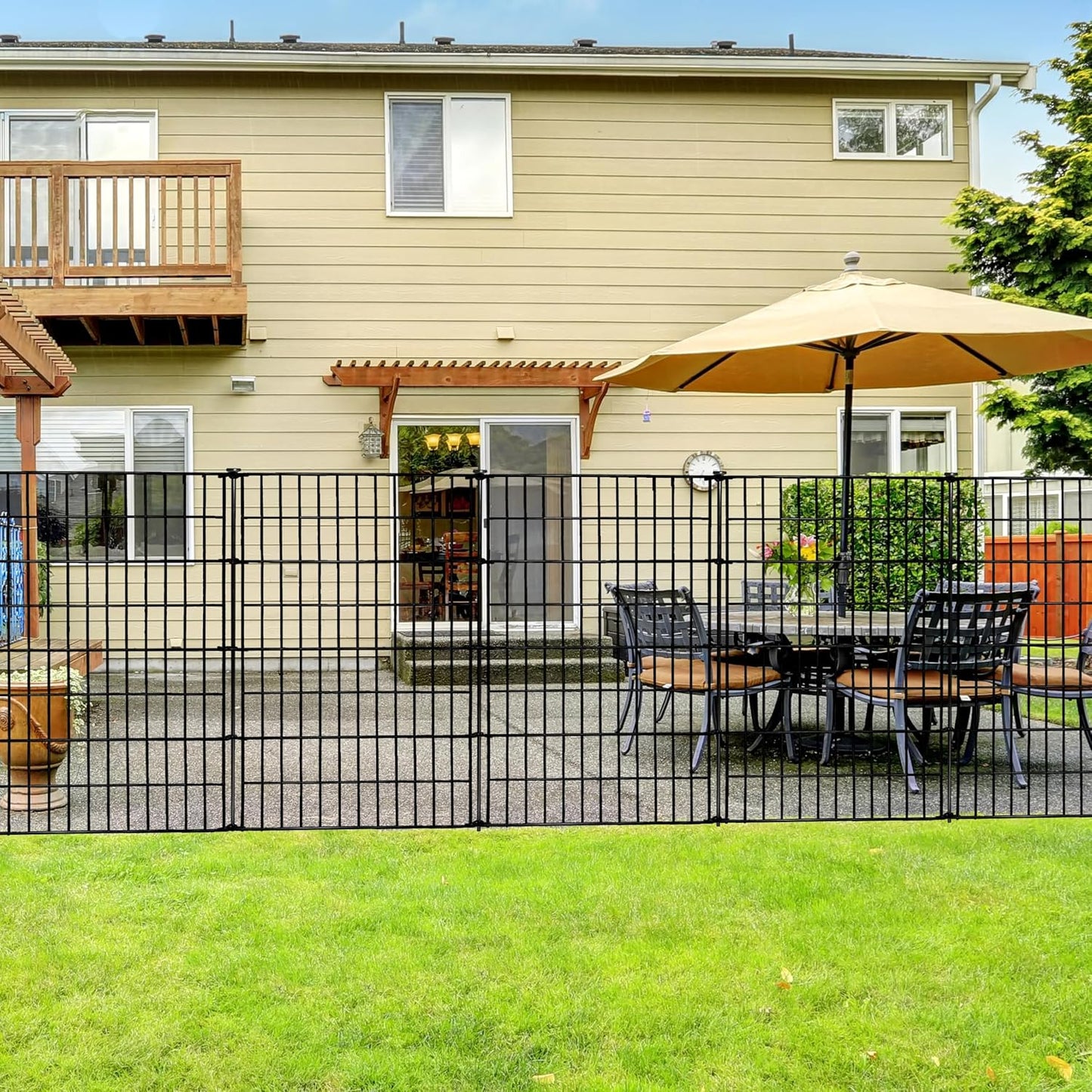 ARIFARO Decorative Garden Fence 5 Panels 40in (H) x 11.5ft (L) No dig Animal Barrier Fencing,Pet Fence Rustproof Metal Wire Panel Border for Dog,Rabbits, and Patio