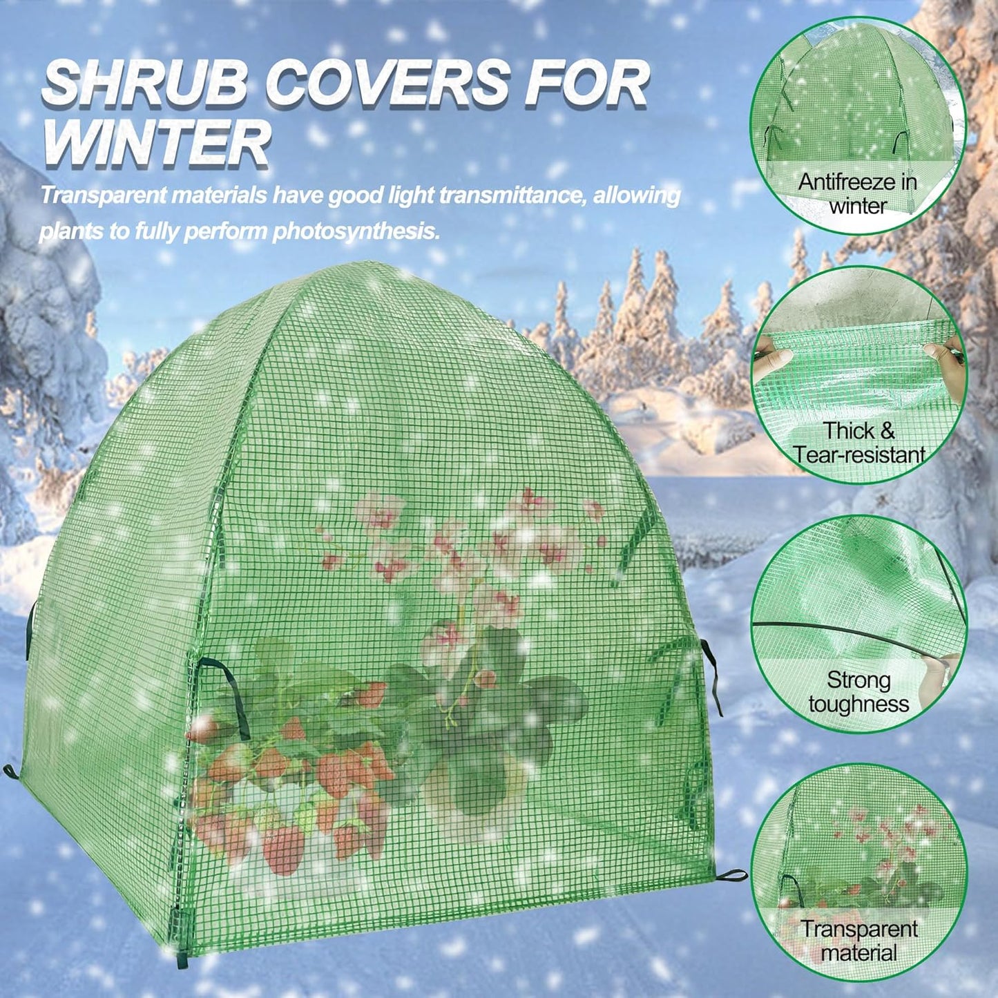 50″*50″*40″ Winter Plant Warm Covers - Raised Bed Cover, Garden Row Accelerator, Warm Tent Freeze Protection Humidity Domes for Germination, Seedling Propagation Protecting Plants from Animals 2PCS