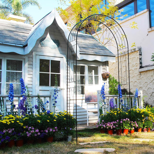 Garden Arch, 94.5" High x 47.2" Wide, Garden Arbor for Various Climbing Plant, Iron Archway Decorative for Outdoor Garden Lawn Backyard Decor Black