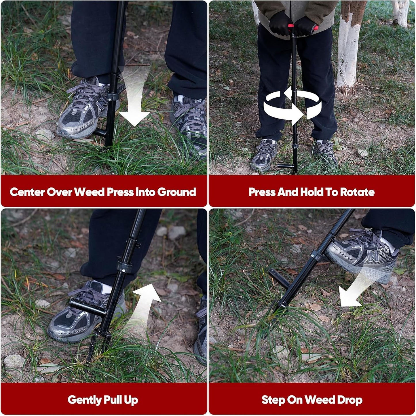 FLORA GUARD Weed Puller Tool with Long Handle - Stand-Up Weeding Tool for Lawn & Garden, Effortlessly Remove Roots Without Bending or Kneeing, Extra Long Gripper for Dandelion & Deep Roots