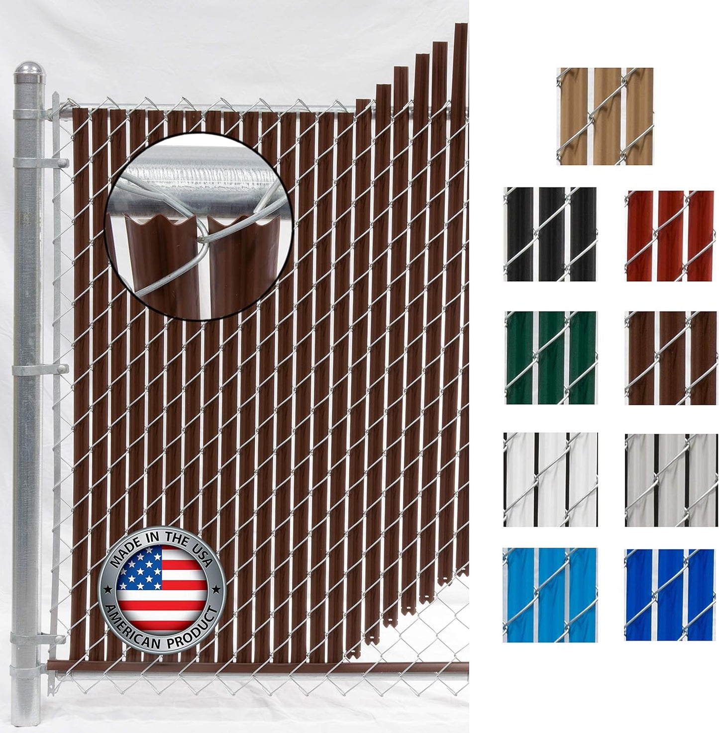 Wave Slat (9 Colors) Single Wall Bottom Locking Privacy Slat for 4', 5', 6', 7' and 8' Chain Link Fence (5 ft, Brown)