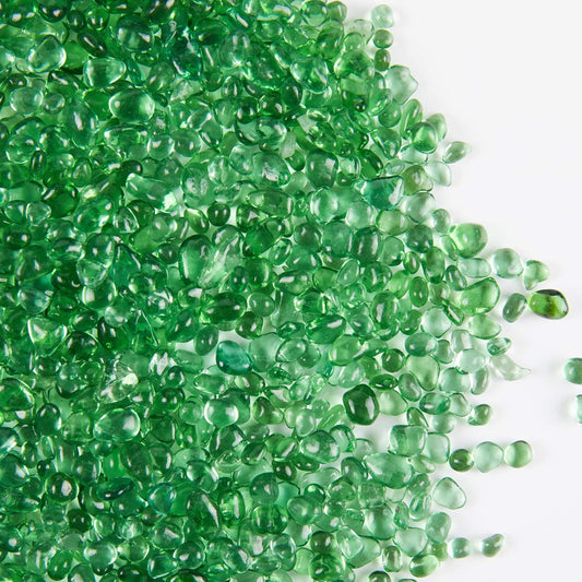 TWINKLING High Luster Round Fire Glass Stones,Glass Marbles Pebbles,Glass Beads Gems for Fire Pit Vase Fillers Crafts Aquarium Garden Decoration,3-6mm,1-Pound Jar (Light Green)