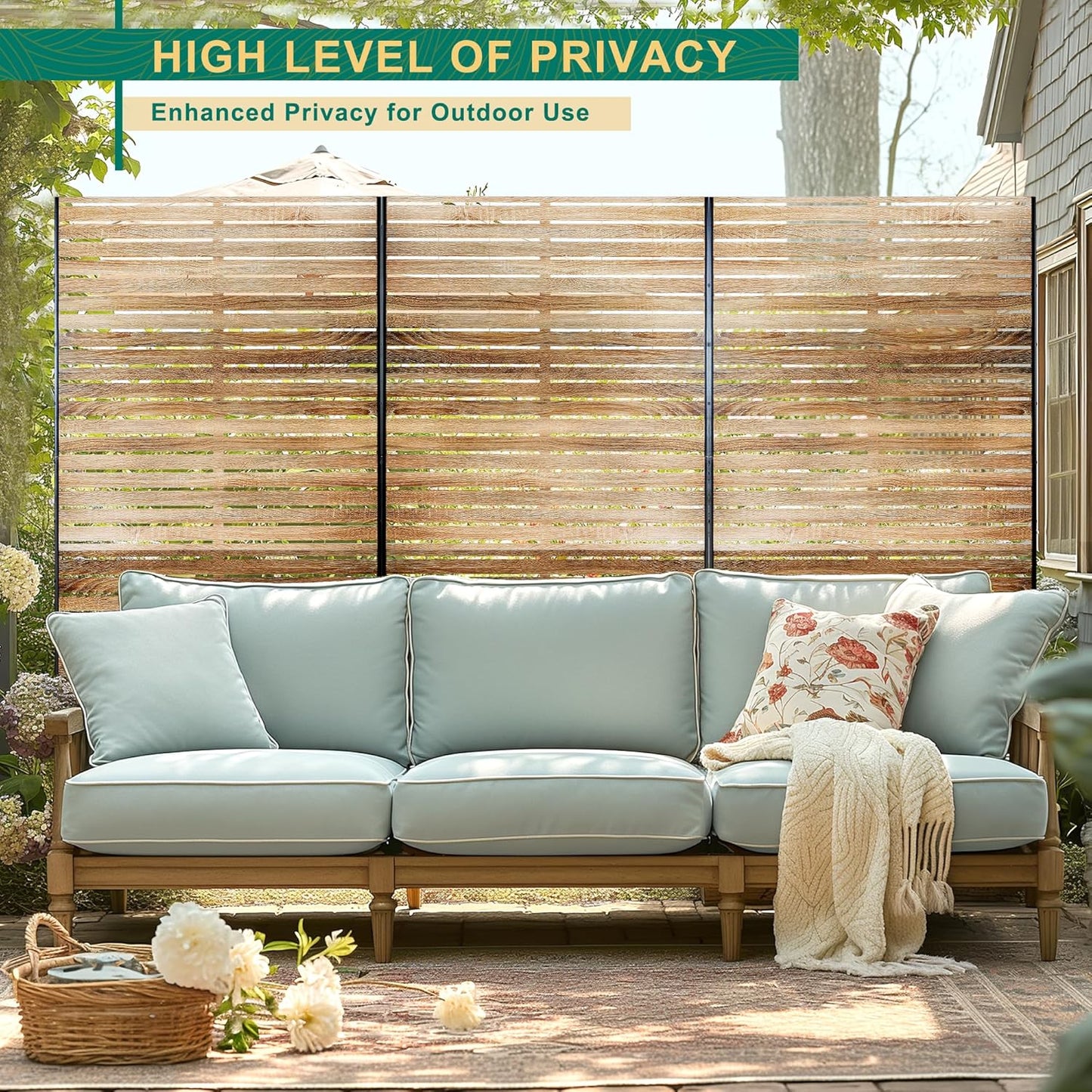 72" H×47" W Metal Outdoor Privacy Screen Freestanding, Outdoor Privacy Screens and Panels for Patio Lawn Deck, Decorative Fence(Consists of 3 Panels)