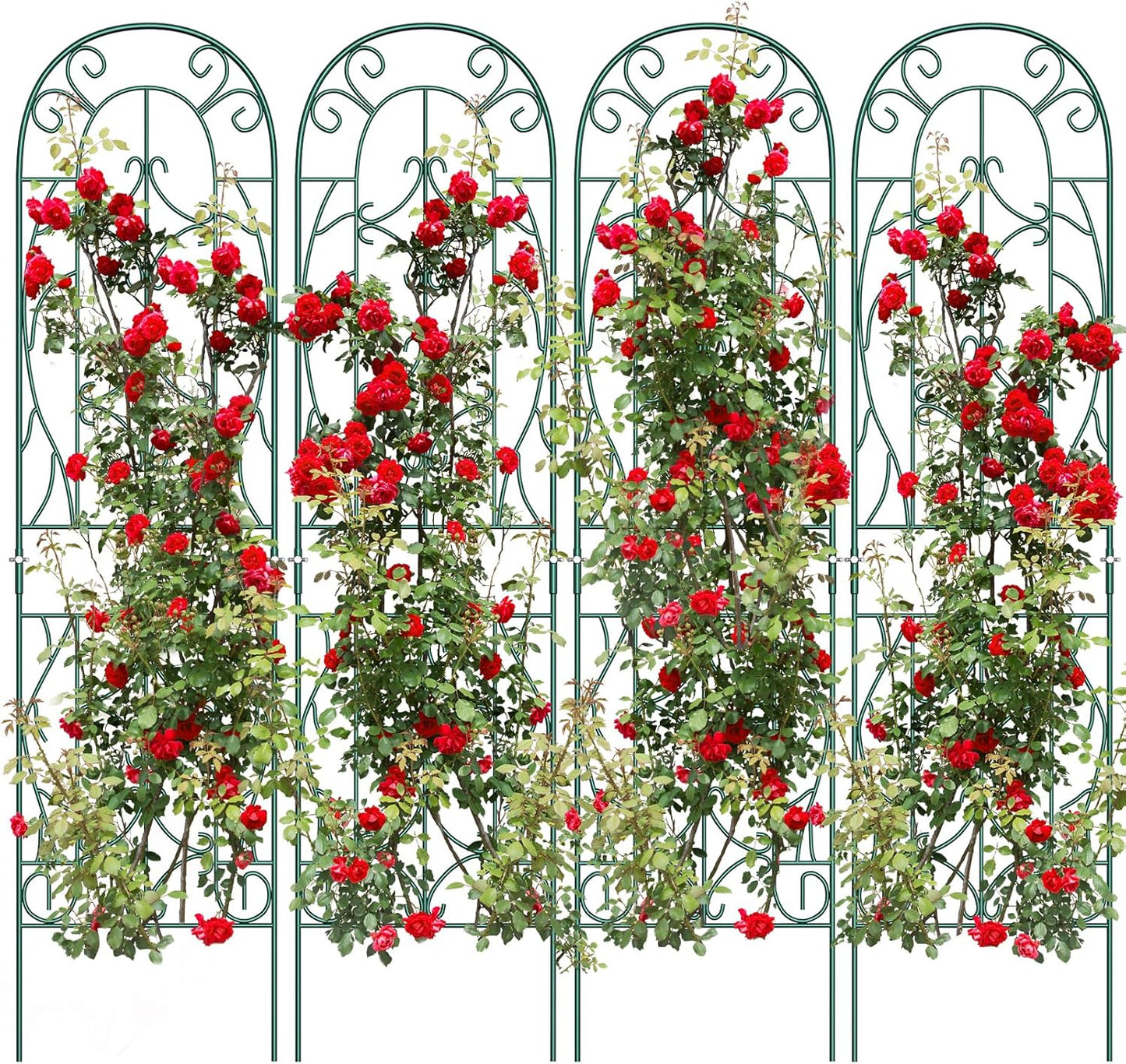 4 Pack 59x16in Metal Garden Trellis for Climbing Plants,Green Large Trellis for Climbing Plants Outdoor, Roses, Vegetables Vines Flowers Support, Large Decorative Outdoor Trellis