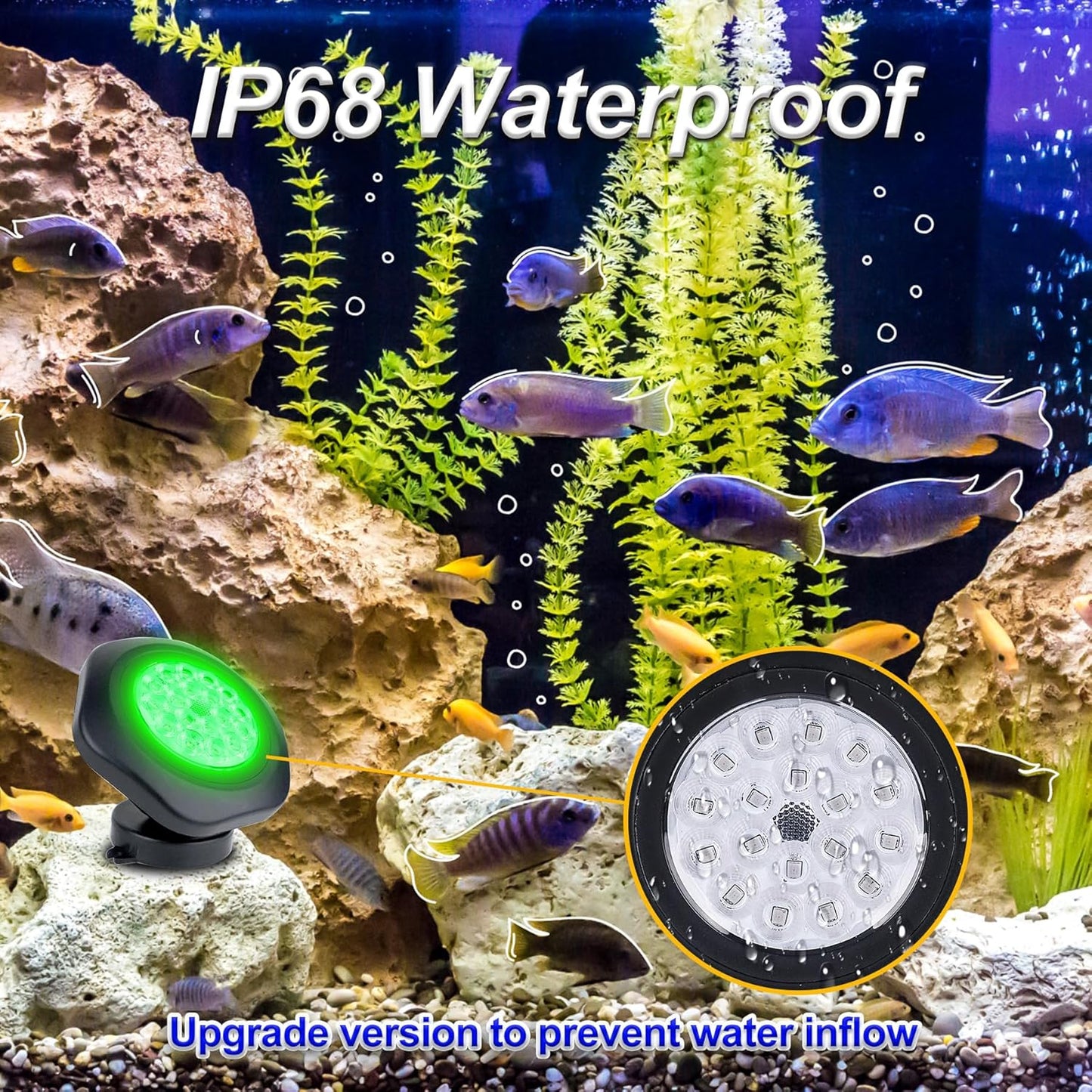 Solar Pond Lights, 18 LED Super Bright RGB LED Underwater Spotlights Color Changing Submersible Pond Light IP68 Waterproof Fountain Lights for Fish Aquarium Tank Garden Yard Pool (3-in-1)