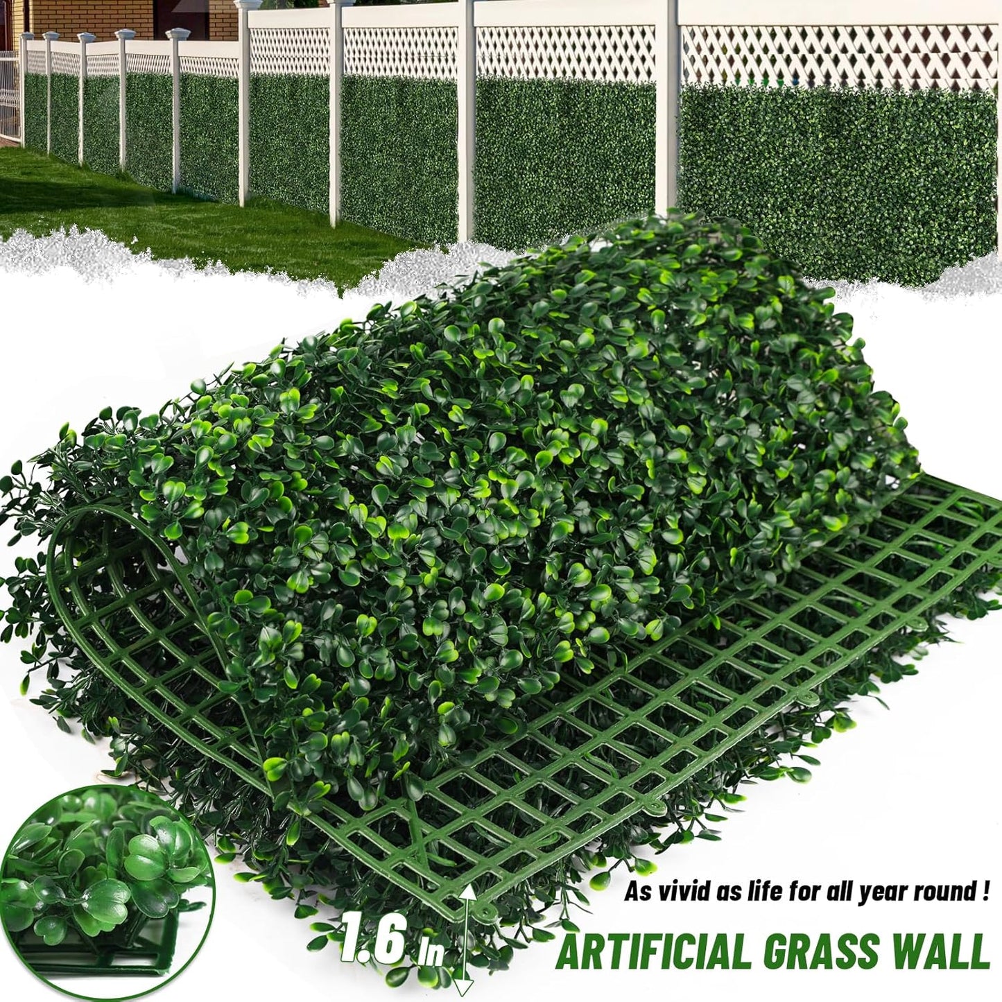 Artificial Ivy Privacy Fence Screen, 40X160 in(43 sqft) UV-Anti Faux Boxwood Roll Panels Greenery Backdrop Vine Leaf Fence Panels Ivy Fence Covering Privacy