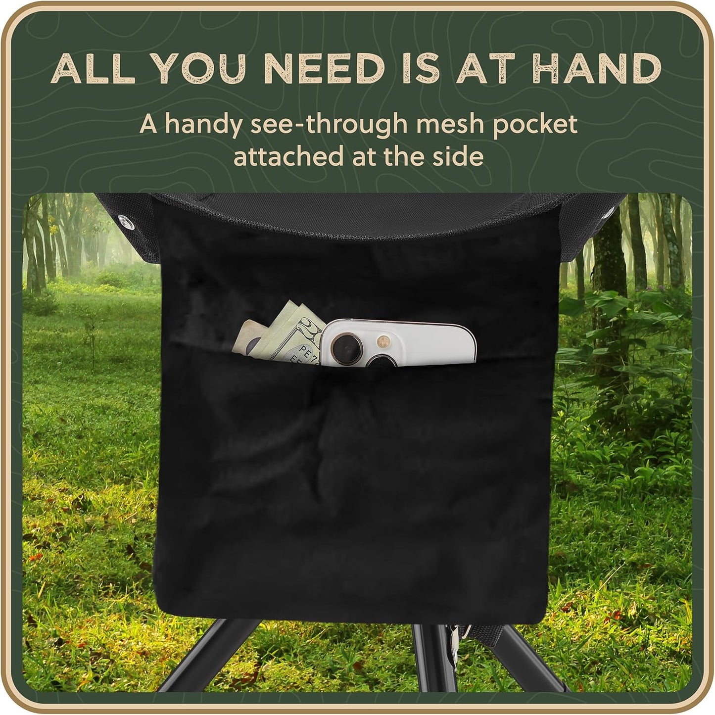 Foldable Tripod 13.4'' Stool - Ultra Portable Seat, Best for Youth+Pocket - 1 lb Camping Stool, 3 Legged Strong Steel Stool, Height: 13.4 inches (Black)