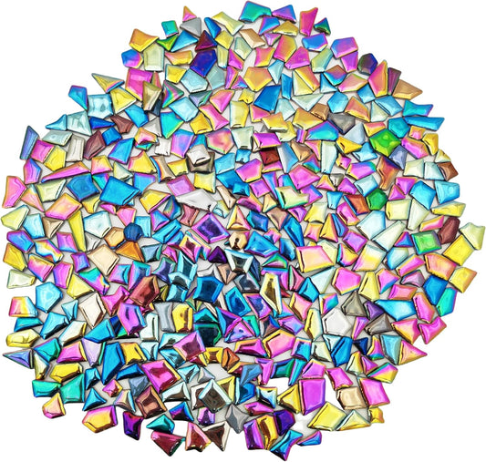 1.1LB Irregular Ceramics Mosaic Tiles, Mosaic Pieces Stones for DIY Mosaic Making Craft Hobby Arts Home Wall Decoration (Mix Rainbow)