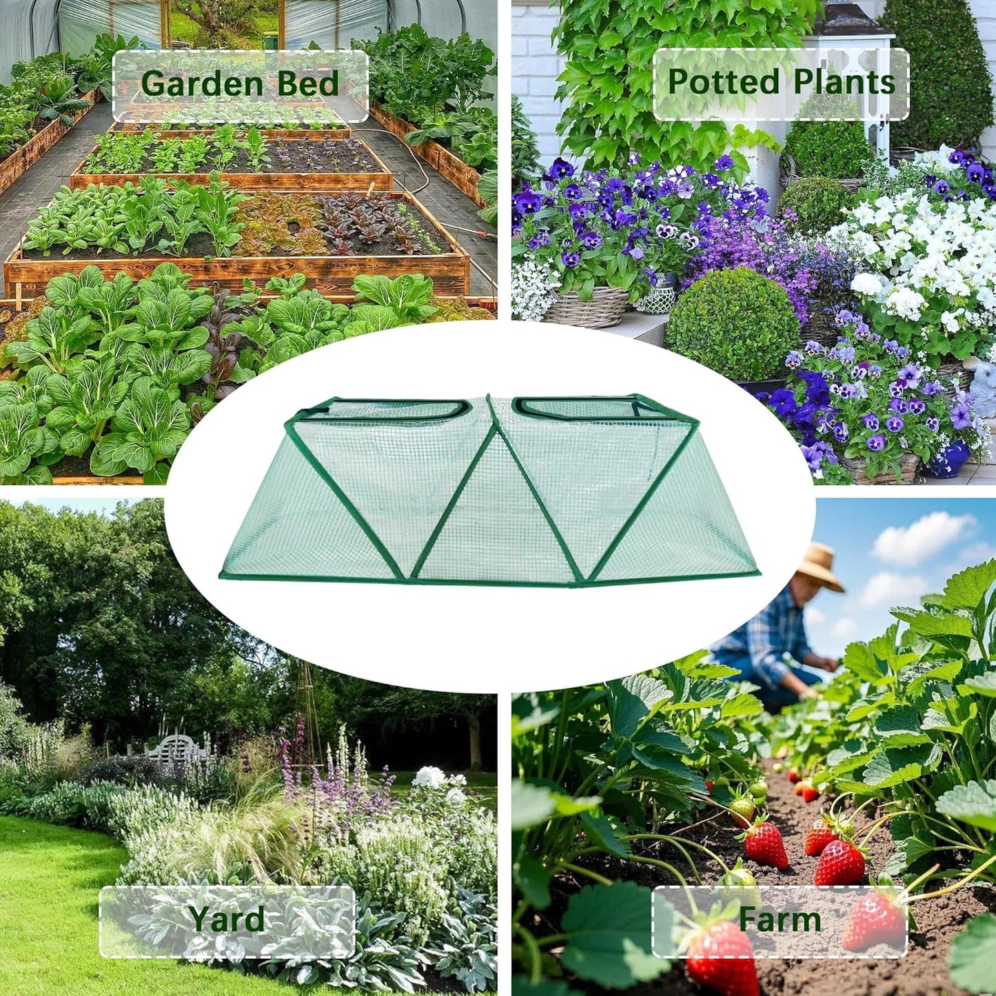 47.2" *14.6" *13.4" Foldable Garden Row Accelerator Plants Cover for Raised Garden Bed, Mini Greenhouse Cover with Two Air Hole and Breathable Mesh, Frost Cover for Plant Vegetable Seedling Protector