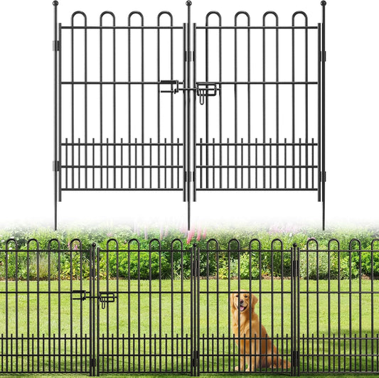 10 Panels Garden Fence with Latch Gate, 39.51in (H) X 23.08ft(L) Animal Barrier Fence with 1in Gaps for Rabits, Tall Dog Fencing Outdoor for Yard, Flower Beds, Patios, Vegetable Patches