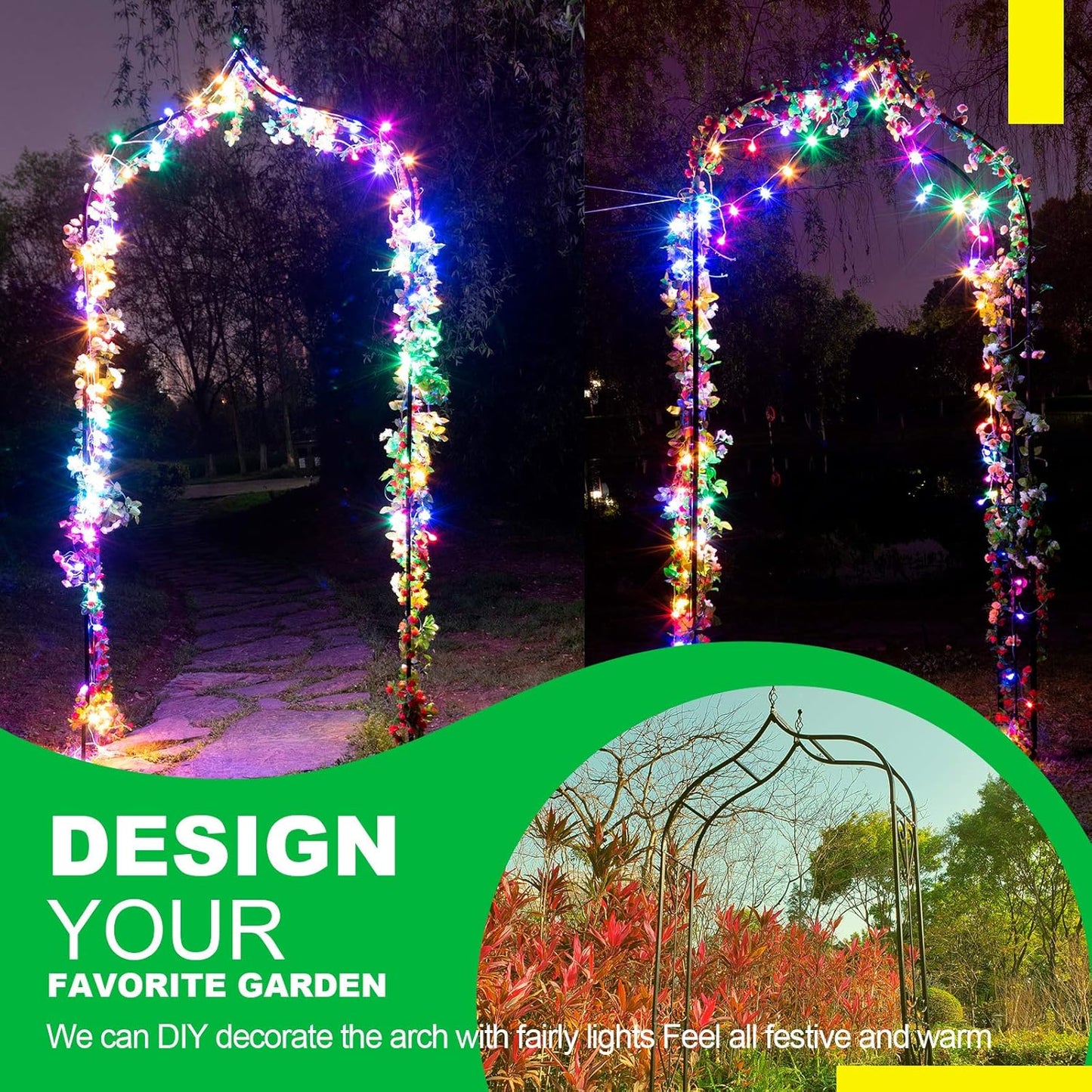 Garden Arch Trellis 14.2" L x 46.5" W x 98.4" H, Black Iron Arbor, Courtyard Arbor Trellis for Various Climbing Plants Rose, Outdoor Archway Wedding Ceremony Party