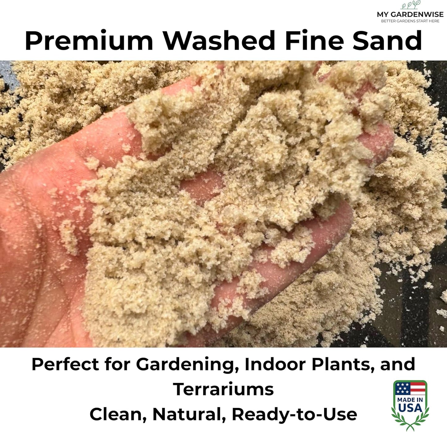 Fine Sand for Plants – Horticultural Sand for Succulents, Cactus, Potting Mixes, Terrariums & Decorative Indoor Gardens, Made in USA (3 quarts - 8.4 lbs)