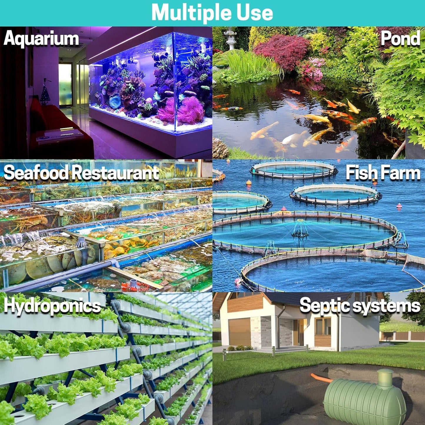 Linear Air Pump for Aeration, 950GPH Septic Air Pump Pond Aerator for Koi Pond, Aquarium, Waste Treatment, Fish Farm, Seafood Restaurant, Hydroponic