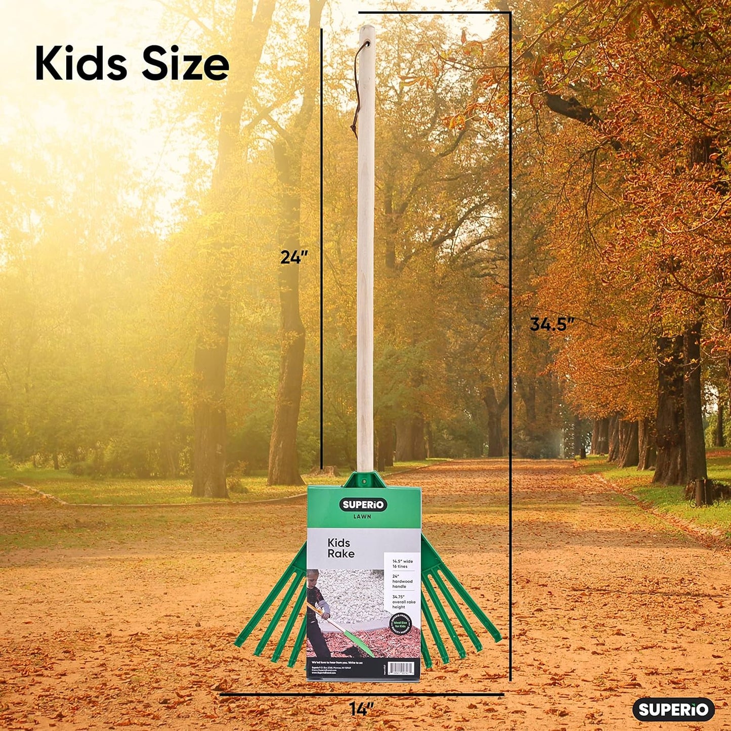 Pack of 12 Rake with Hardwood Handle, Durable Plastic Head to Sweep Leaves in Lawn and Tidying Up The Garden, 34" (Green)