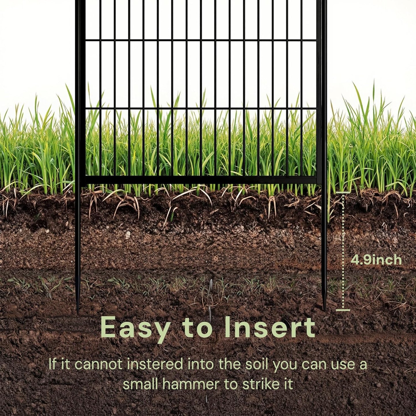 Doorless Garden Fence 40 in(H) x 4.5 ft(L) 2 Panels, Heavy Duty Metal Animal Barrier Fence, No Dig Fence for Dogs, Rabbit Fence for Garden, Black