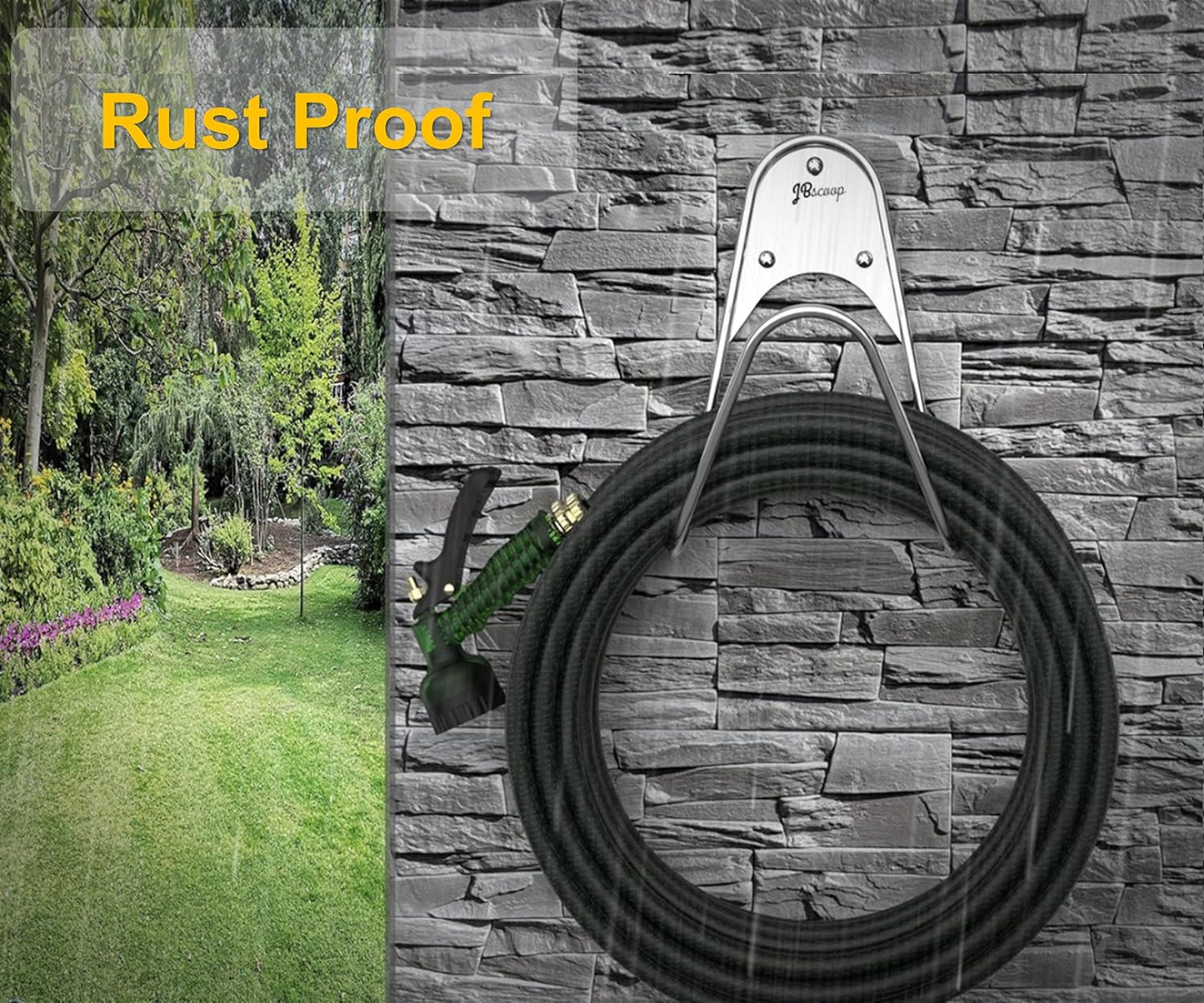 JBscoop Garden Hose Holder Stainless Steel Small Wall Mount Garden Hose Hook, Ideal for Water, Air, Hydraulic Hose, Ropes, Extension Cords Heavy Duty & Rust Proof (1)