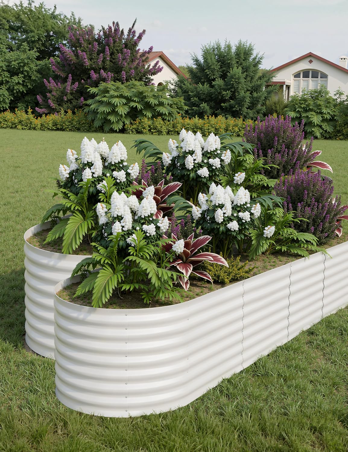 2 Pcs Raised Garden Beds Outdoor 8x2x2 ft - Galvanized Steel Planter Box for Vegetables, Flowers, Rust-Resistant Garden Box, Easy Assembly Raised Beds, Durable Planters for Outdoor Plants, Beige