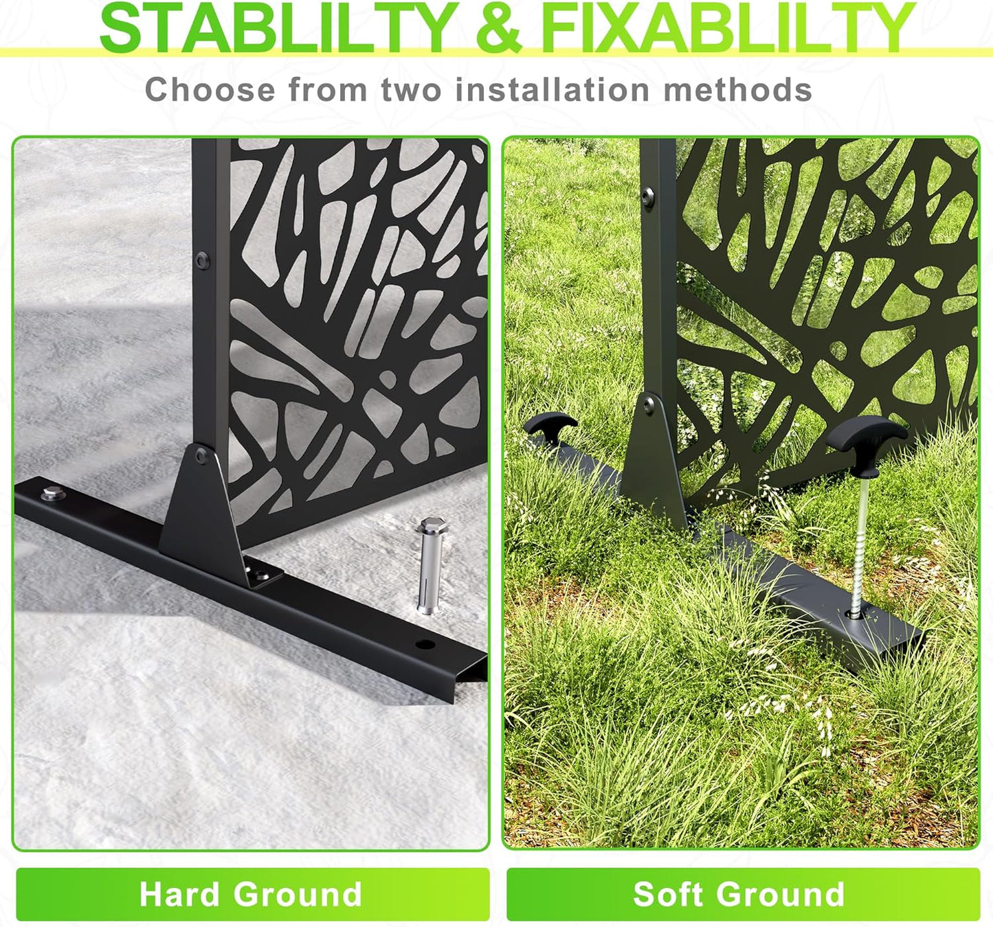 Outdoor Privacy Screen,72" H×47" W Metal Privacy Screen, Freestanding Privacy Fence Panels for Patio